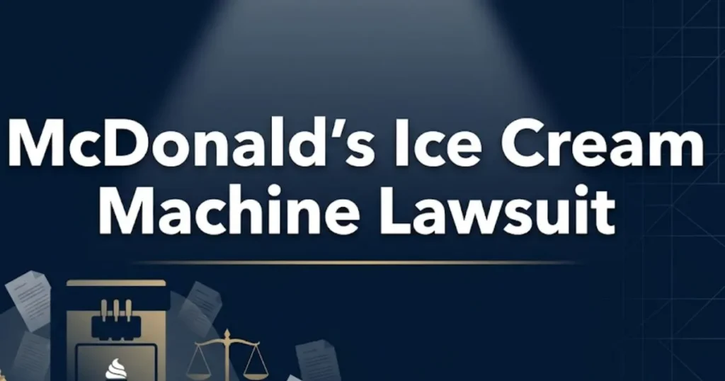 McDonald's ice cream machine lawsuit 2026 hero banner with legal icons and bold headline text