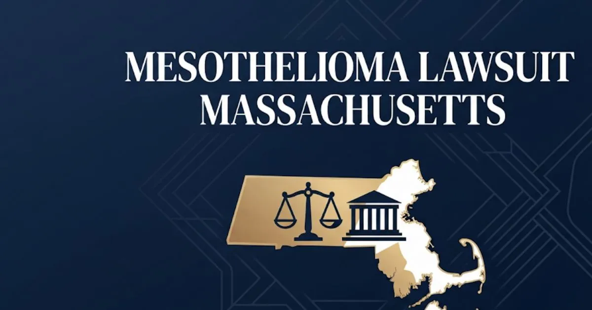 Mesothelioma lawsuit Massachusetts 2026 guide hero banner with scales of justice