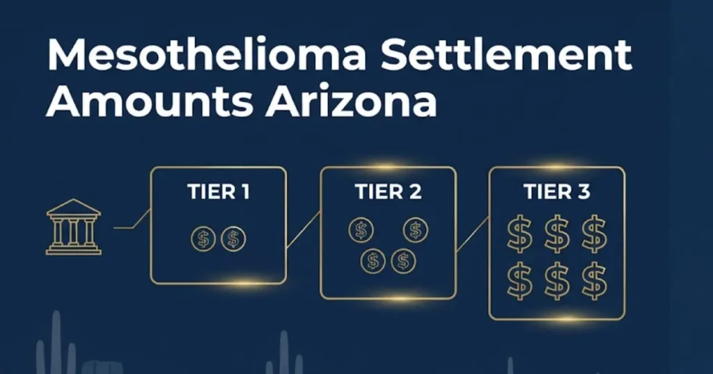 Mesothelioma settlement amounts in Arizona with tier comparison infographic