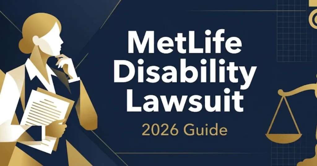 MetLife disability lawsuit 2026 guide banner with legal scales and courthouse icons