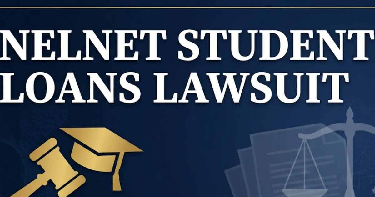 Nelnet student loans lawsuit 2026 guide with legal gavel and graduation cap icons on navy background