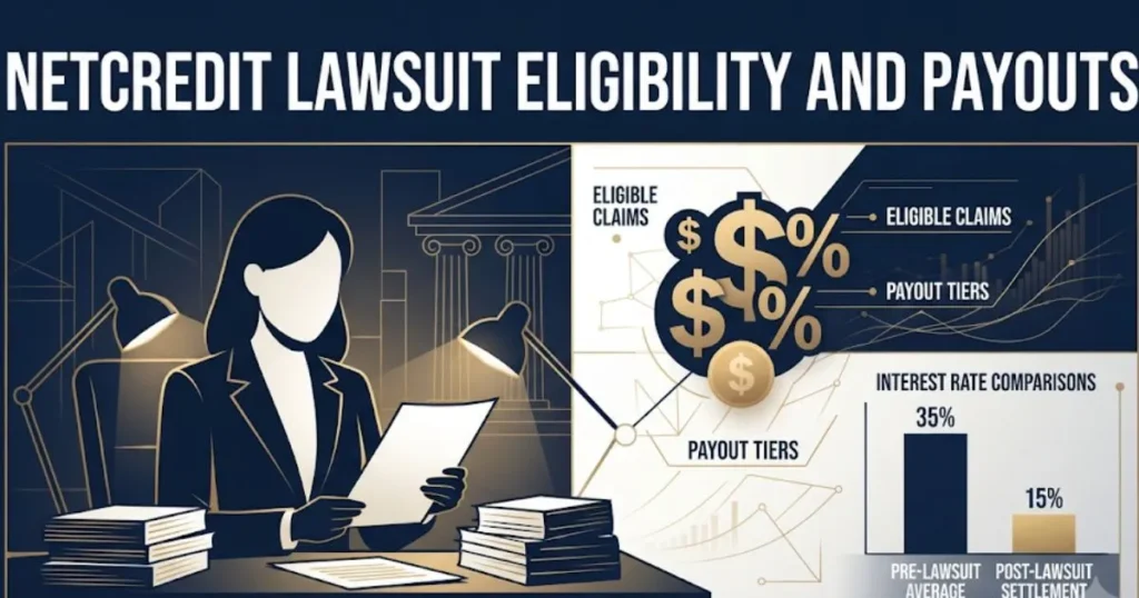 NetCredit lawsuit Florida eligibility and payout comparison infographic