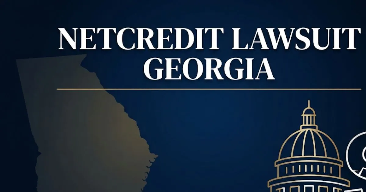 NetCredit lawsuit Georgia 2026 hero banner with courthouse silhouette and Georgia state outline