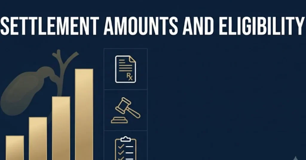 Ozempic gallbladder lawsuit settlement amounts and eligibility infographic