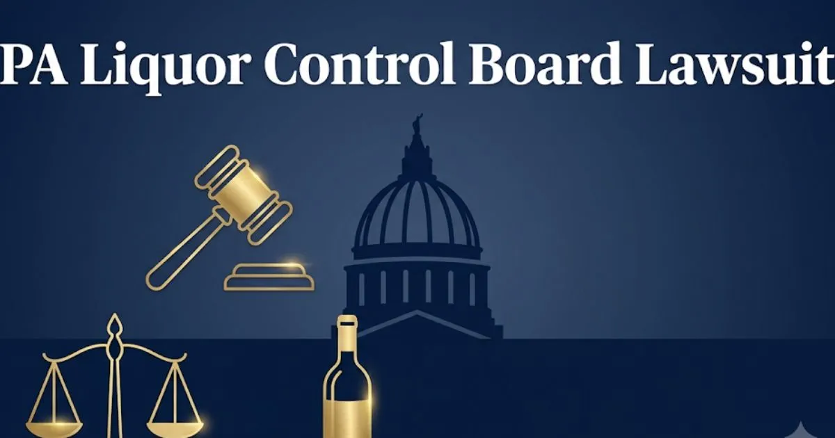PA Liquor Control Board Lawsuit hero banner with gavel and Pennsylvania capitol silhouette