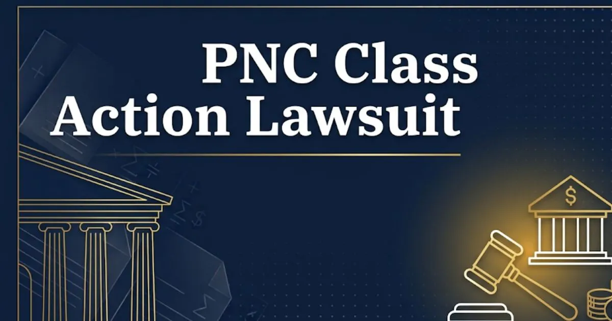 PNC class action lawsuit 2026 legal guide banner with courthouse and gavel icons MAIN KEYWORD {{pnc class action lawsuit}} CLUSTER KEYWORDS {{paste cluster keywords, separated by or one per