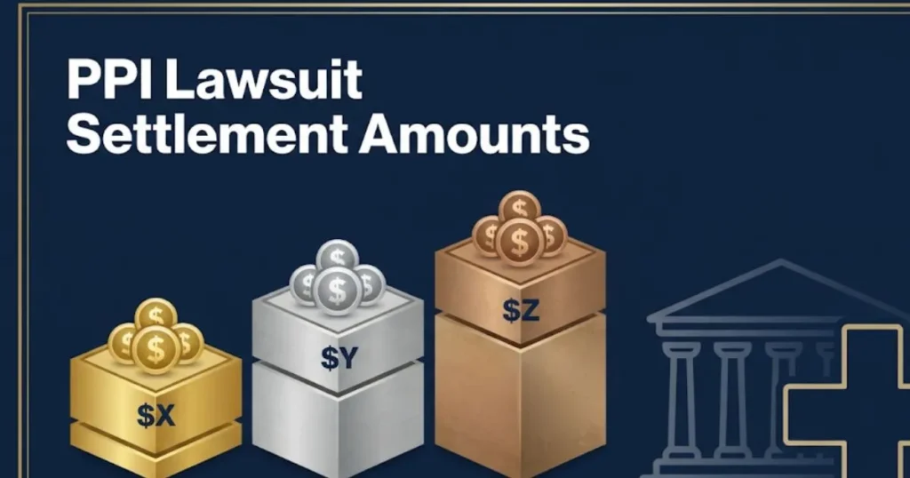 PPI lawsuit settlement amounts infographic showing payout tiers for 2026