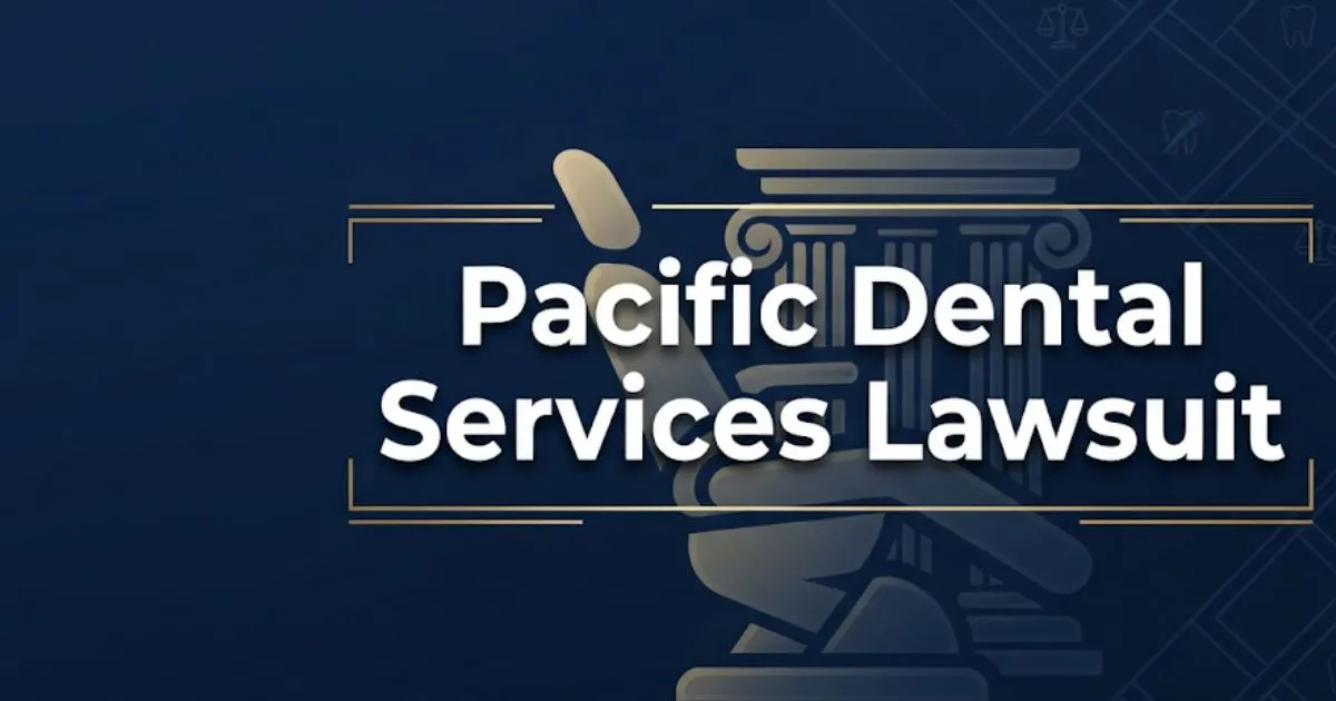 Pacific dental services lawsuit 2026 hero banner with legal and dental imagery