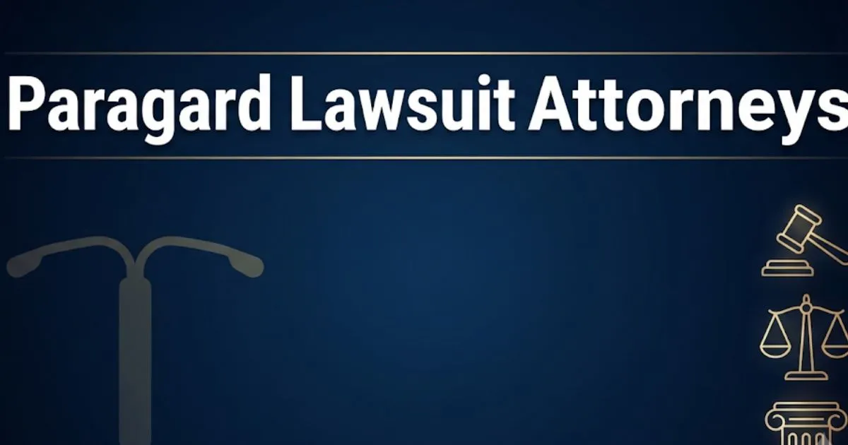 Paragard lawsuit attorneys 2026 guide banner with legal symbols and IUD silhouette