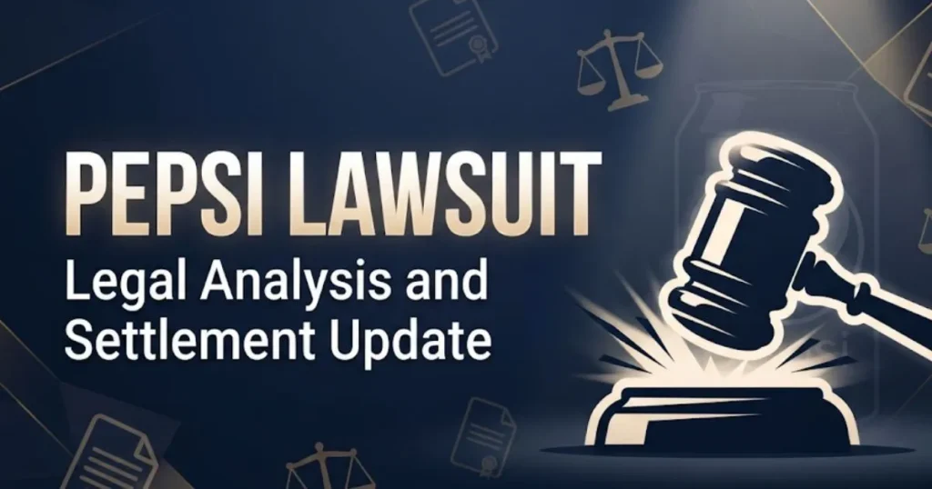 Pepsi lawsuit 2026 hero banner with gavel and legal symbols on dark navy background