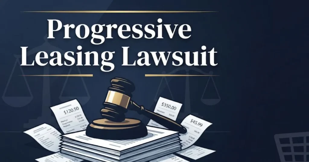 Progressive leasing lawsuit 2026 legal banner with gavel and consumer documents