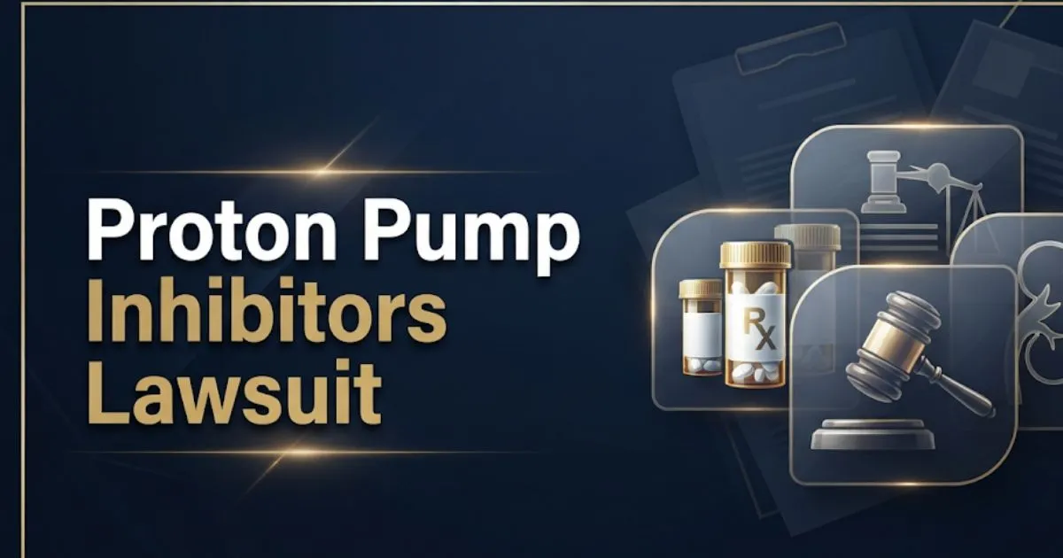 Proton pump inhibitors lawsuit 2026 banner with legal gavel and pill bottle icons