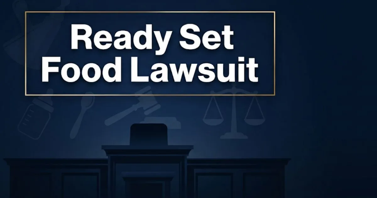 Ready Set Food lawsuit 2026 hero banner with legal symbols and navy gold design