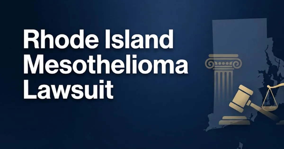 Rhode Island mesothelioma lawsuit 2026 guide hero banner with legal symbols