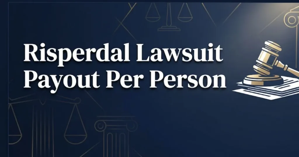 Risperdal lawsuit payout per person 2026 hero banner with gavel and legal symbols on navy background
