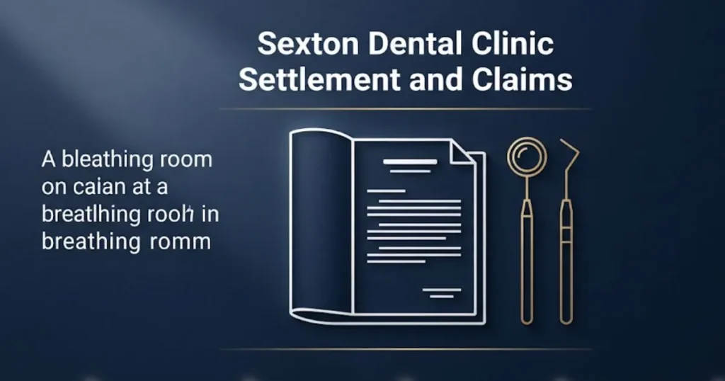 Sexton Dental Clinic lawsuit settlement and claims infographic for 2026