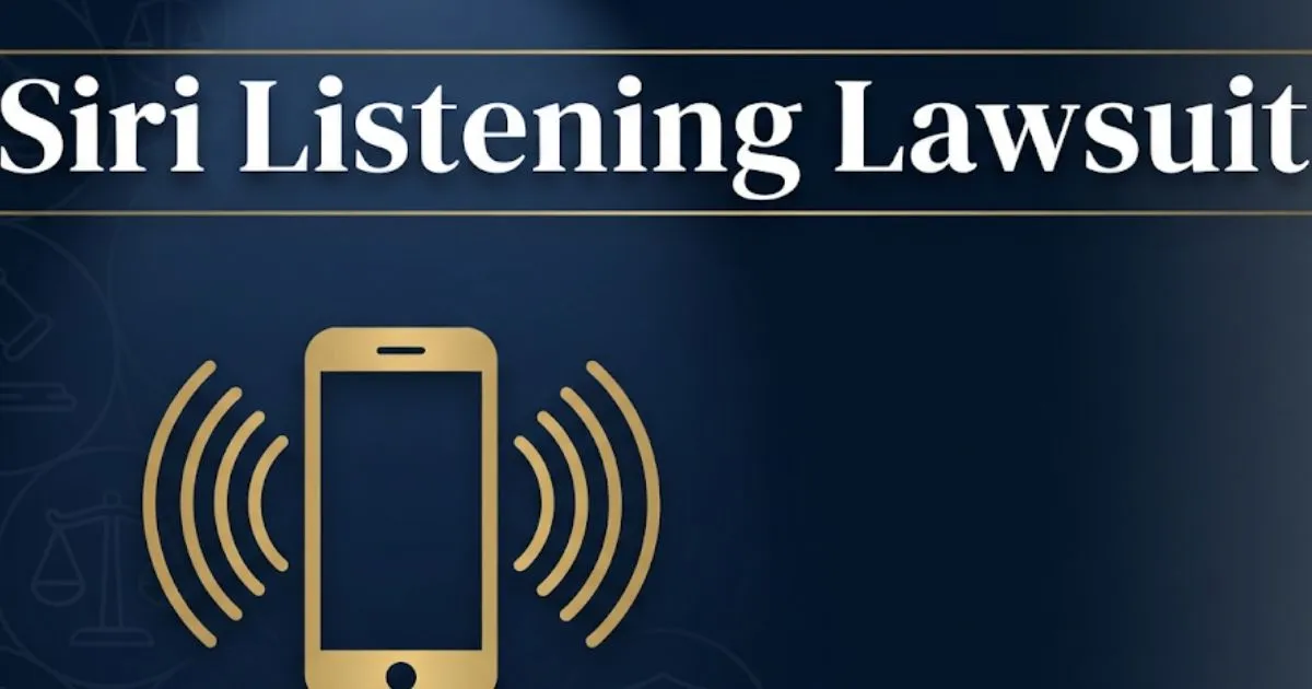 Siri listening lawsuit 2026 settlement guide with legal icons and smartphone silhouette