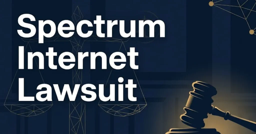 Spectrum internet lawsuit 2026 legal banner with gavel and justice imagery
