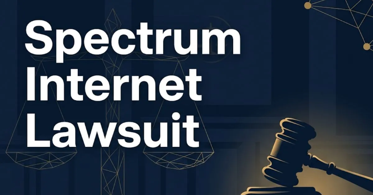Spectrum internet lawsuit 2026 legal banner with gavel and justice imagery