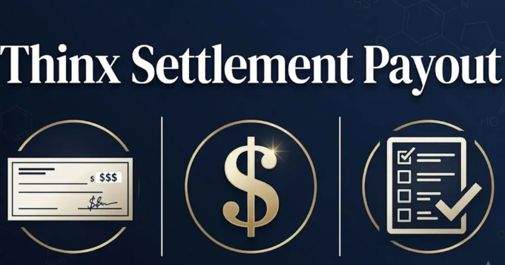 Thinx settlement payout infographic showing claim process and eligibility details