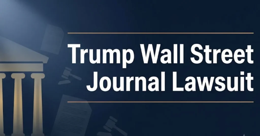Trump Wall Street Journal lawsuit 2026 legal breakdown banner with courthouse silhouette and bold headline text