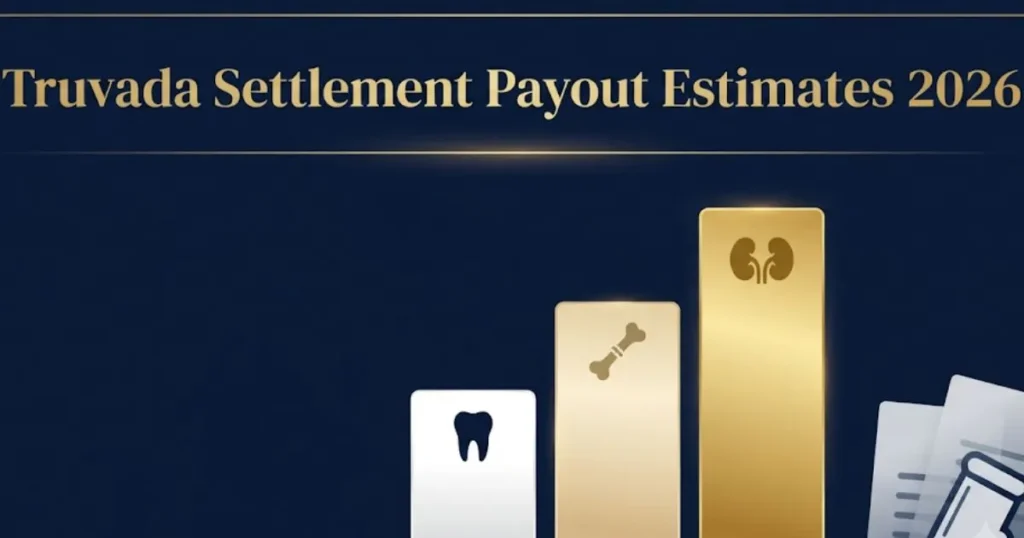 Truvada lawsuit settlement amounts per person payout tier chart with injury type icons