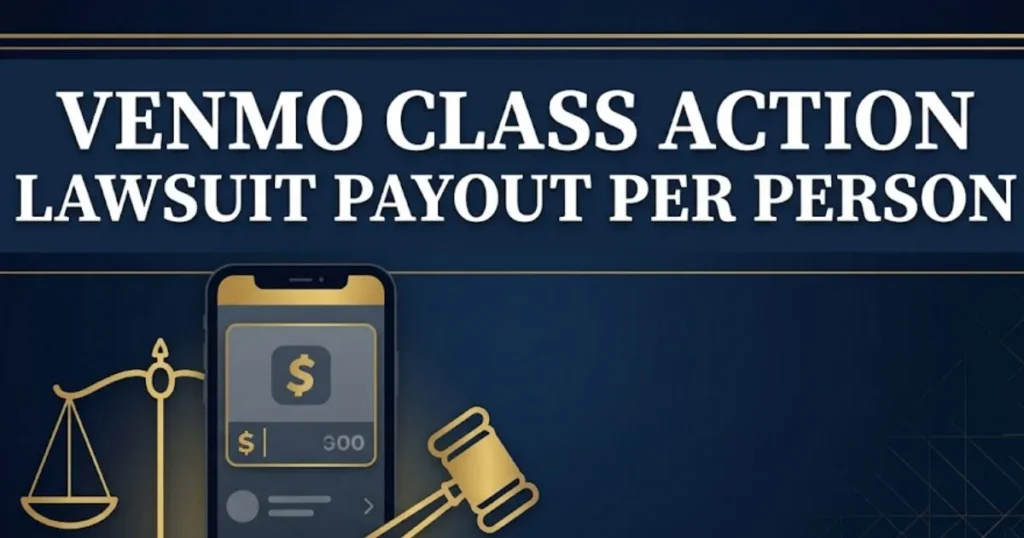 Venmo class action lawsuit payout per person 2026 guide with legal icons and settlement details