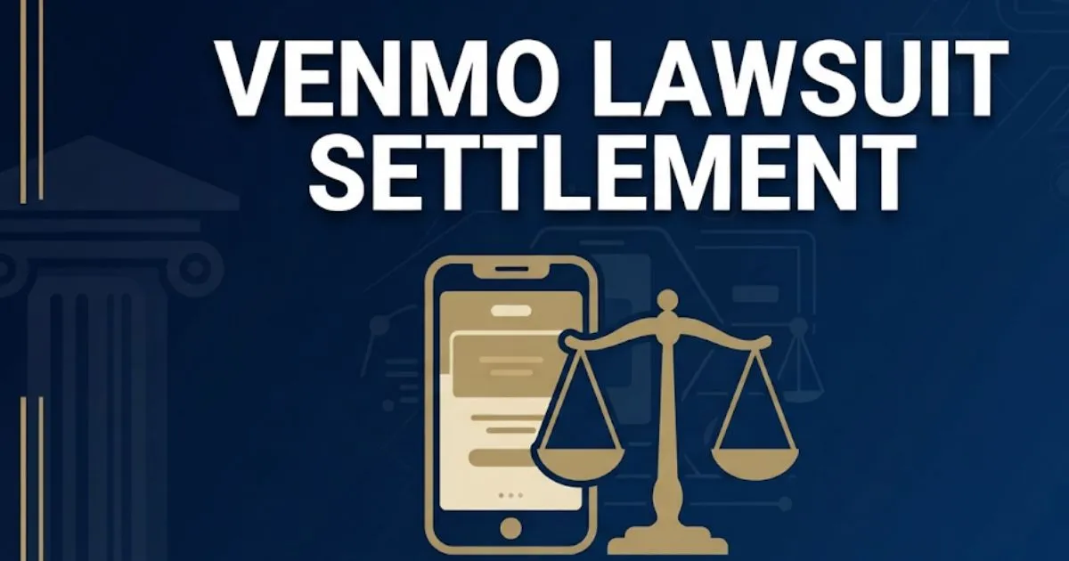 Venmo lawsuit settlement 2026 blog banner with legal scales and smartphone icon