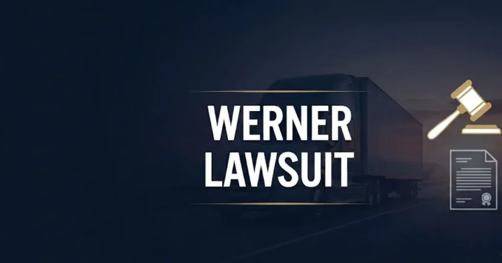 Werner trucking lawsuit 2026 hero banner with semi-truck silhouette and gavel icon