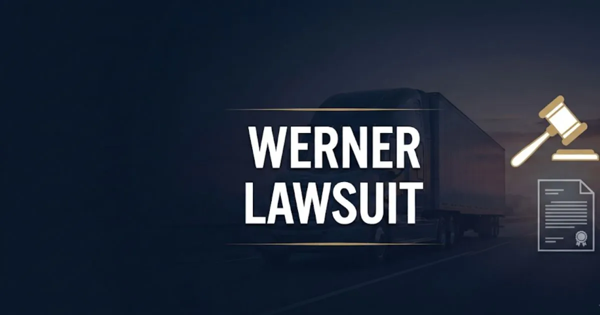 Werner trucking lawsuit 2026 hero banner with semi-truck silhouette and gavel icon