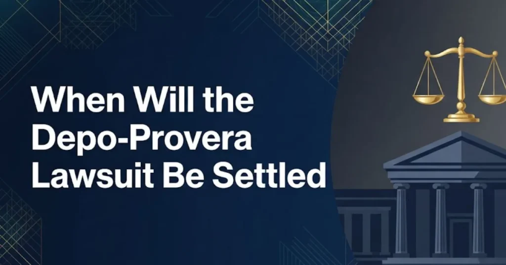 When will the Depo-Provera lawsuit be settled, 2026 legal update banner with courthouse graphic