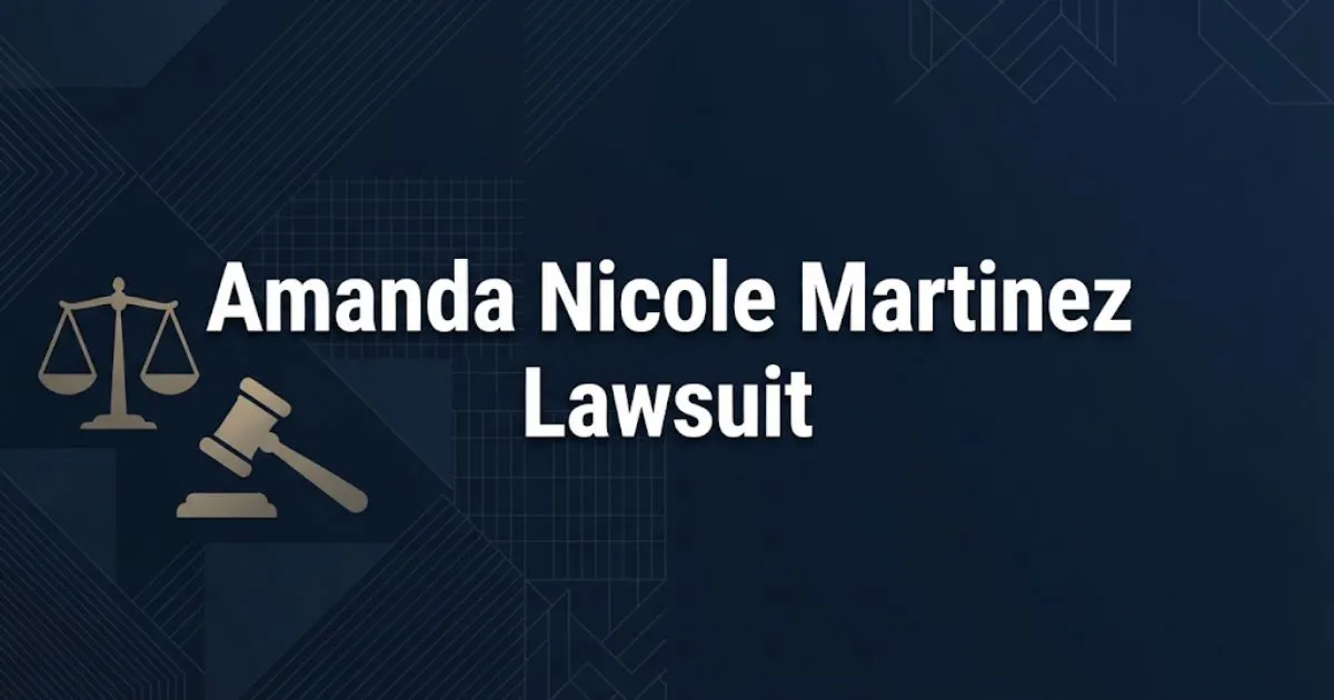 Amanda Nicole Martinez Lawsuit hero banner with legal scales icon on deep navy background