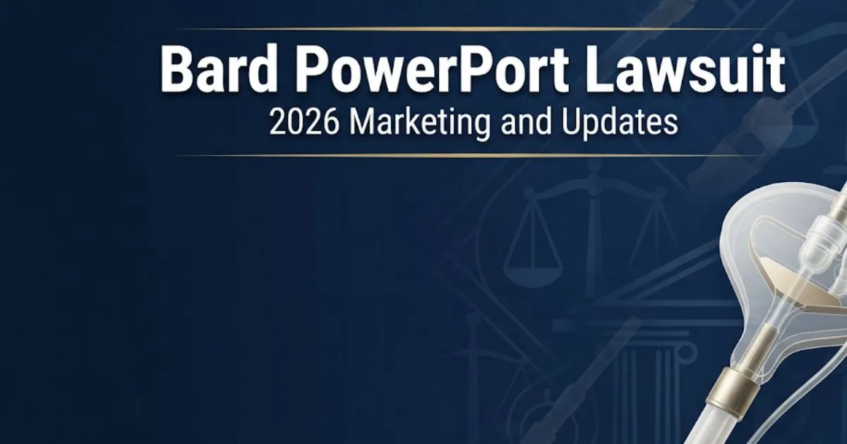 Bard PowerPort Lawsuit 2026 hero banner with legal and medical device imagery