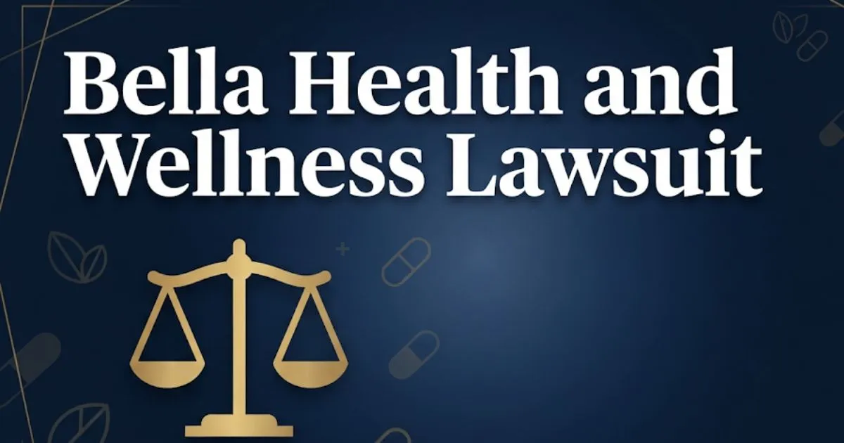 Bella health and wellness lawsuit 2026 hero banner with scales of justice and legal theme