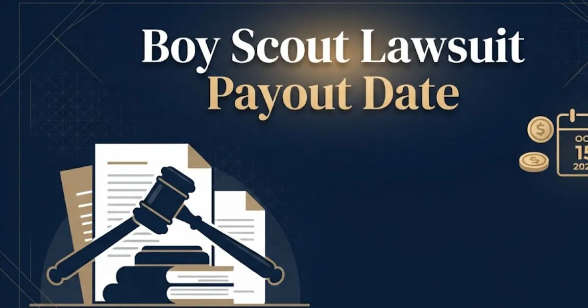 Boy scout lawsuit payout date 2026 hero banner with gavel and payment timeline icons