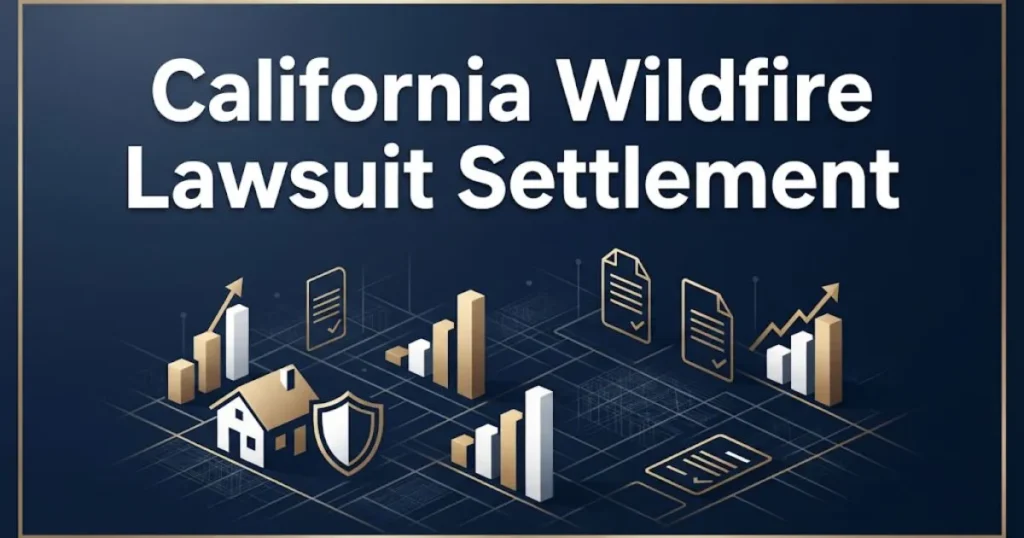 California wildfire lawsuit settlement graphic with claim data visualization