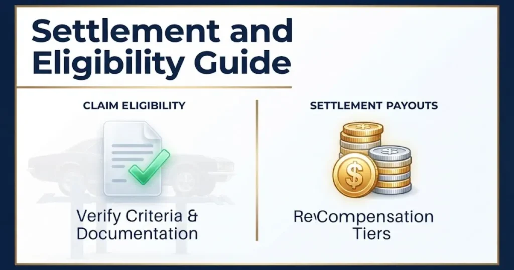 Christian Brothers Automotive lawsuit settlement eligibility guide with claim and payout icons