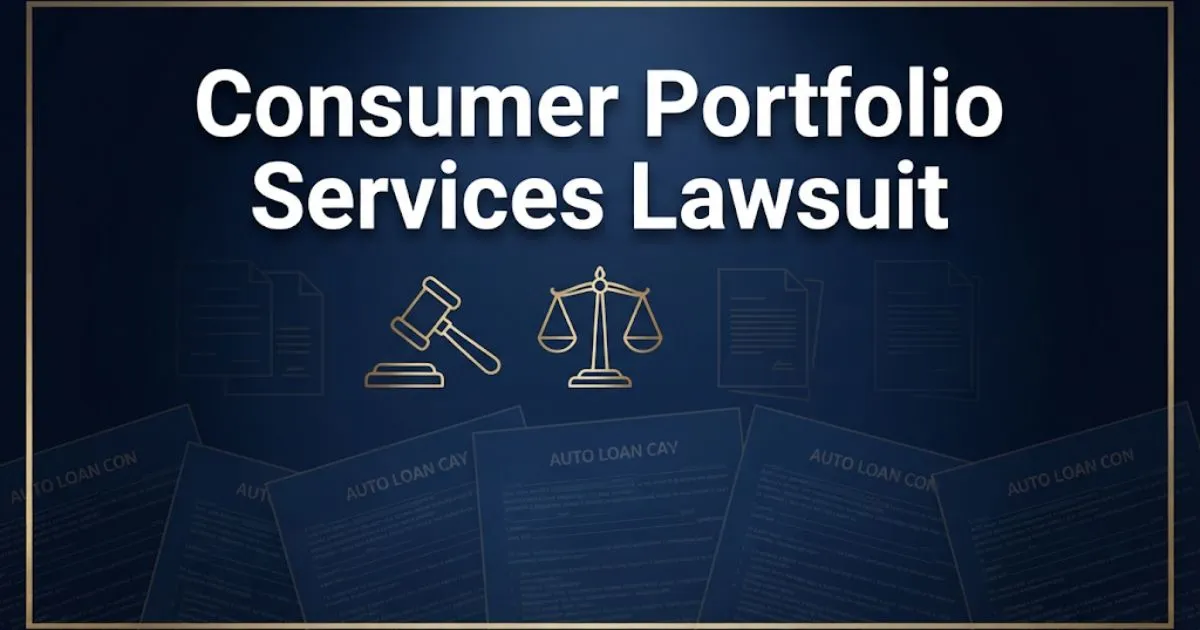 Consumer portfolio services lawsuit 2026 legal guide hero banner with gavel and scales of justice