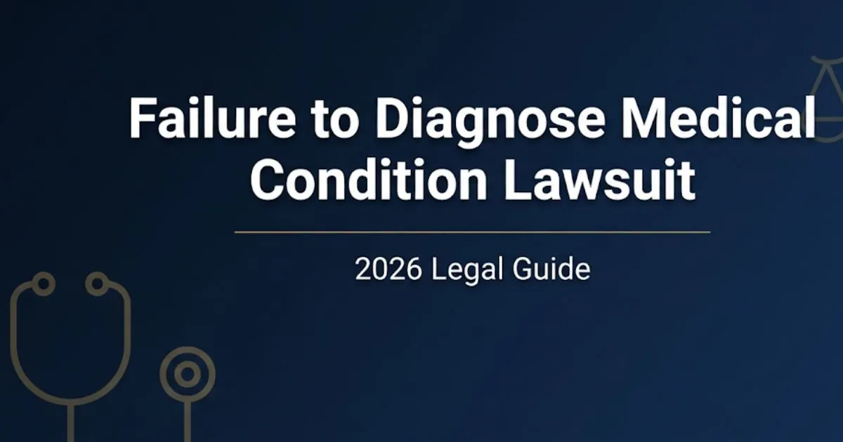 Failure to diagnose medical condition lawsuit 2026 legal guide hero banner with scales of justice