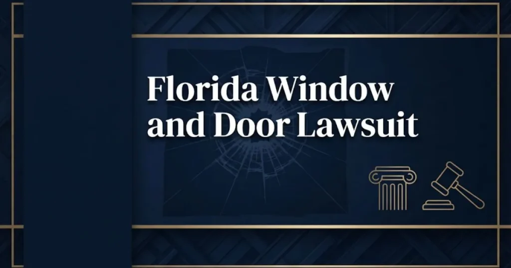 Florida window and door lawsuit 2026 update hero banner with cracked impact window graphic