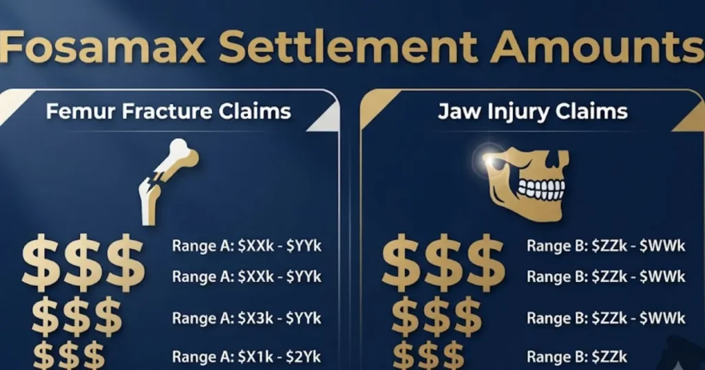 Fosamax settlement amounts comparison chart for femur and jaw injury claims