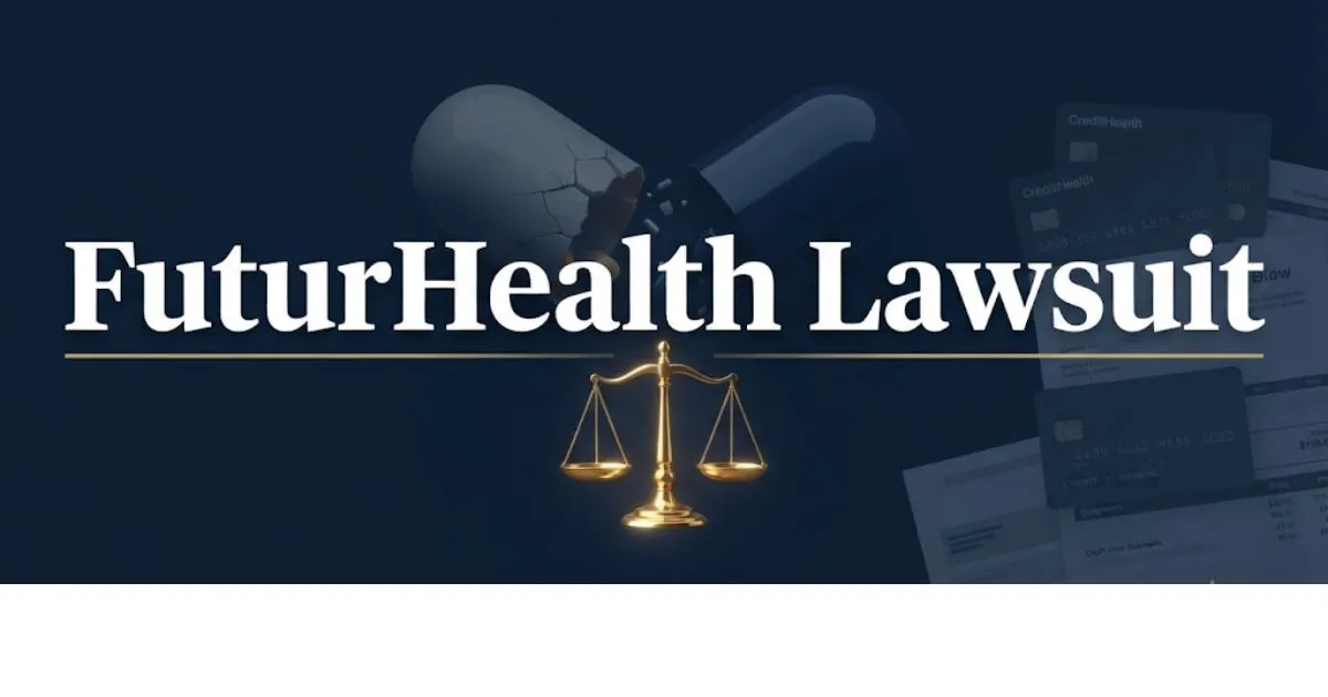 FuturHealth lawsuit 2026 hero banner with legal scales and billing documents