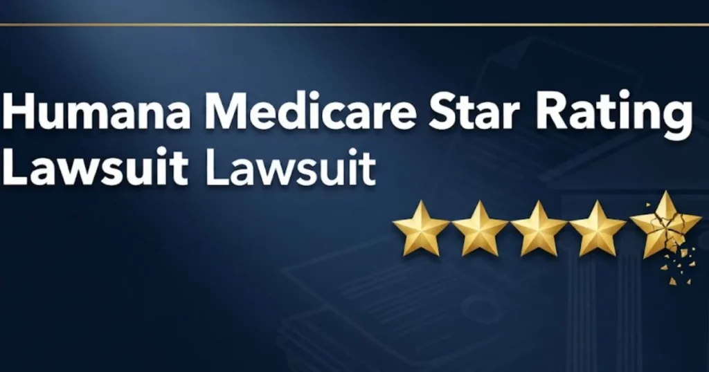 Humana Medicare star rating lawsuit 2026 guide hero banner with legal theme and broken star graphic