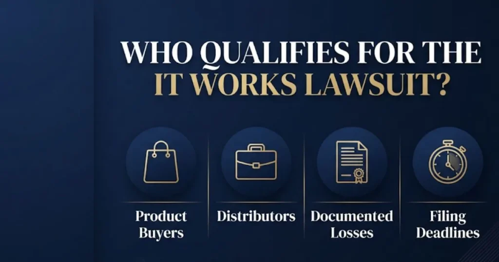 It Works lawsuit eligibility infographic showing who qualifies for claims