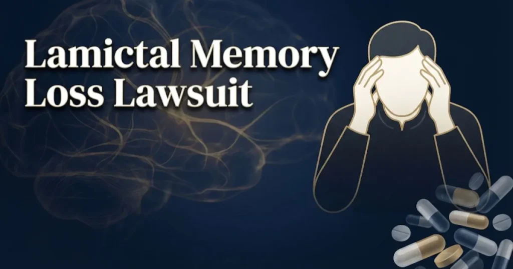 Lamictal memory loss lawsuit hero banner with brain imagery and legal theme