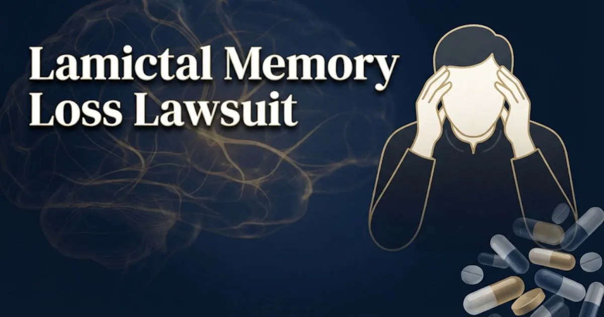 Lamictal memory loss lawsuit hero banner with brain imagery and legal theme