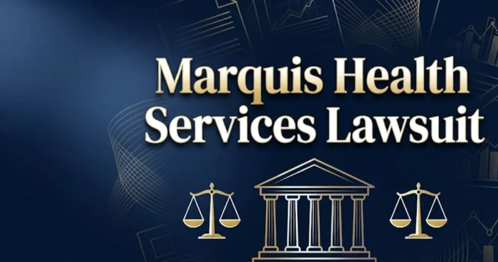 Marquis Health Services lawsuit 2026 hero banner with courthouse and legal symbols