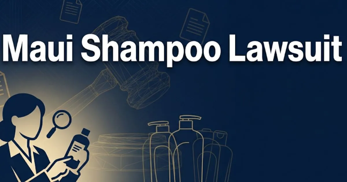 Maui shampoo lawsuit 2026 hero banner with legal symbols and product silhouette on navy background
