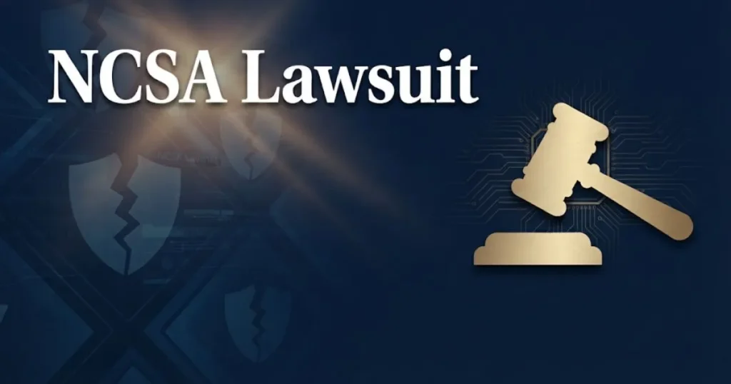 NCSA lawsuit 2026 hero banner with gavel and data breach imagery