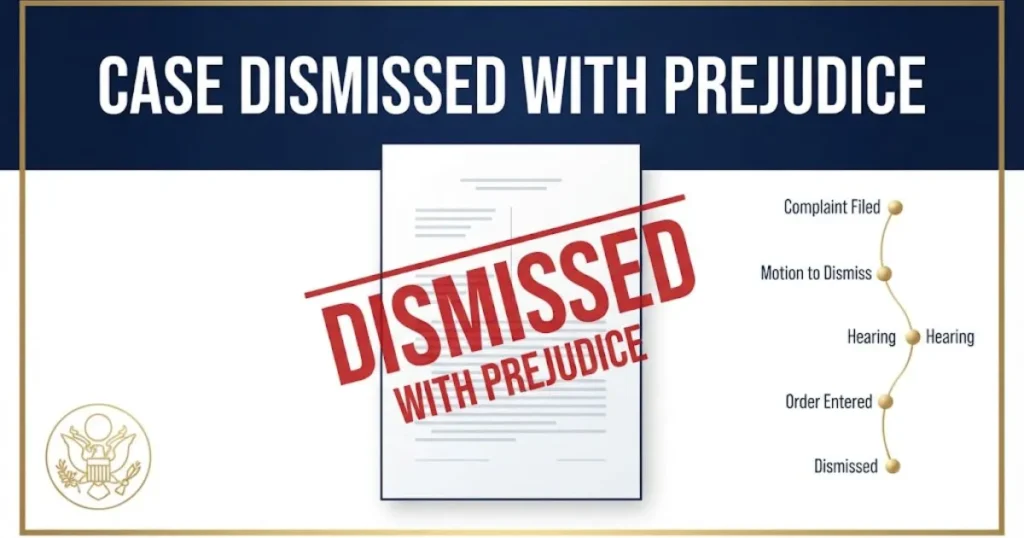 Nirvana baby lawsuit dismissed with prejudice court document graphic with timeline and legal stamp